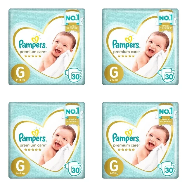 Kit 4 Fraldas Pampers P/Care G c/30 Unidades cada