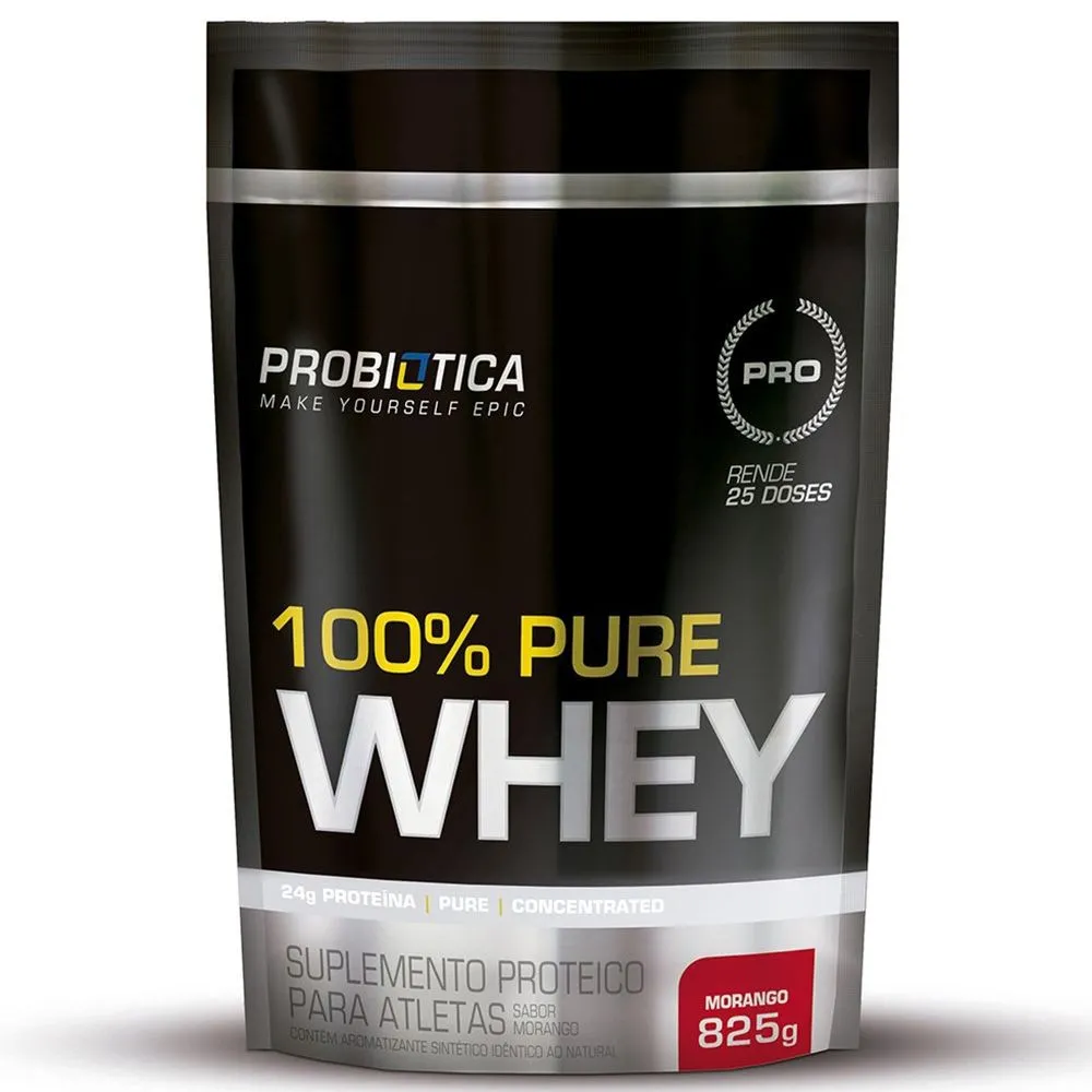 100% Pure Whey Sabor Morango Probiótica 825G