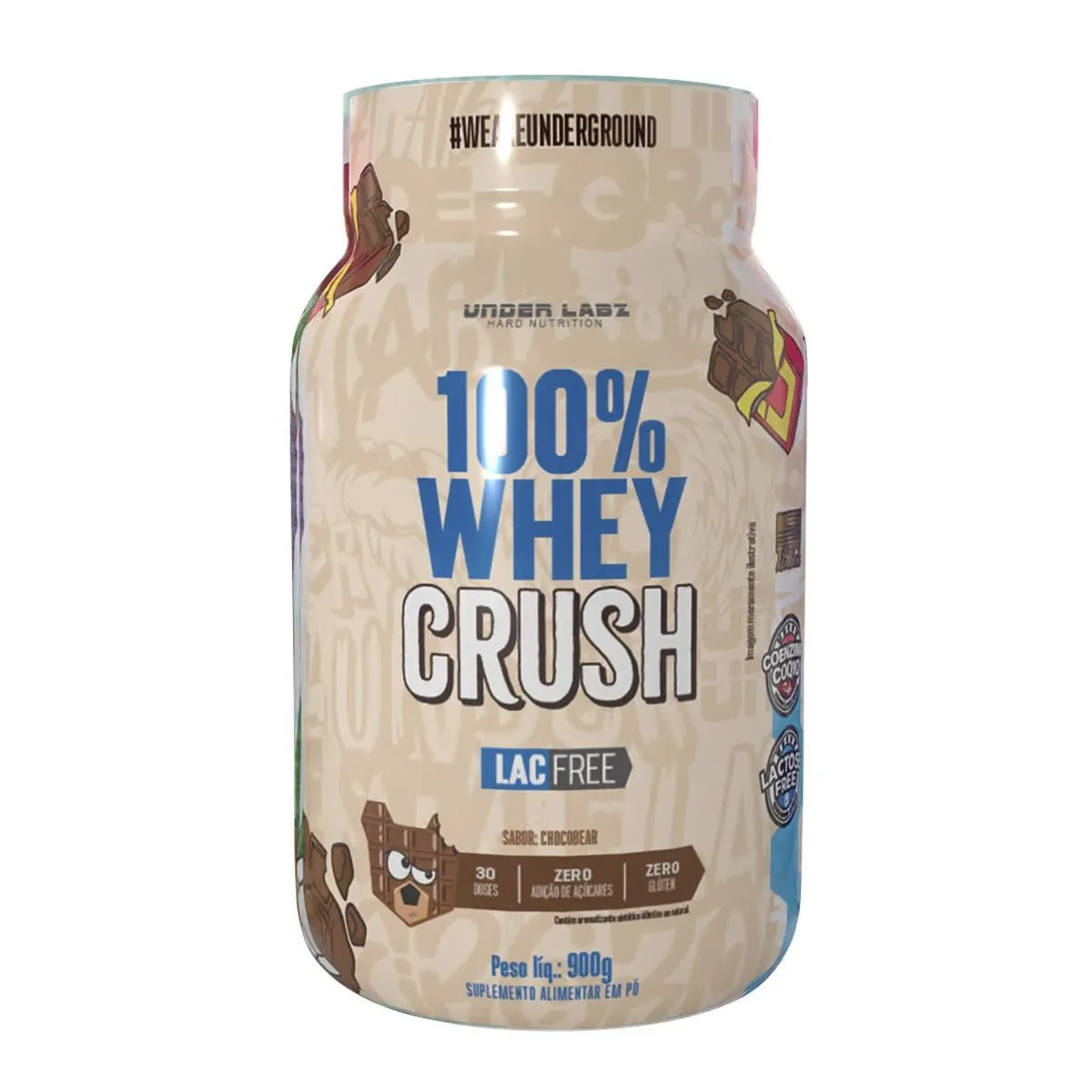100% Whey Crush Sabor Chocobear Com 900G Under Labz