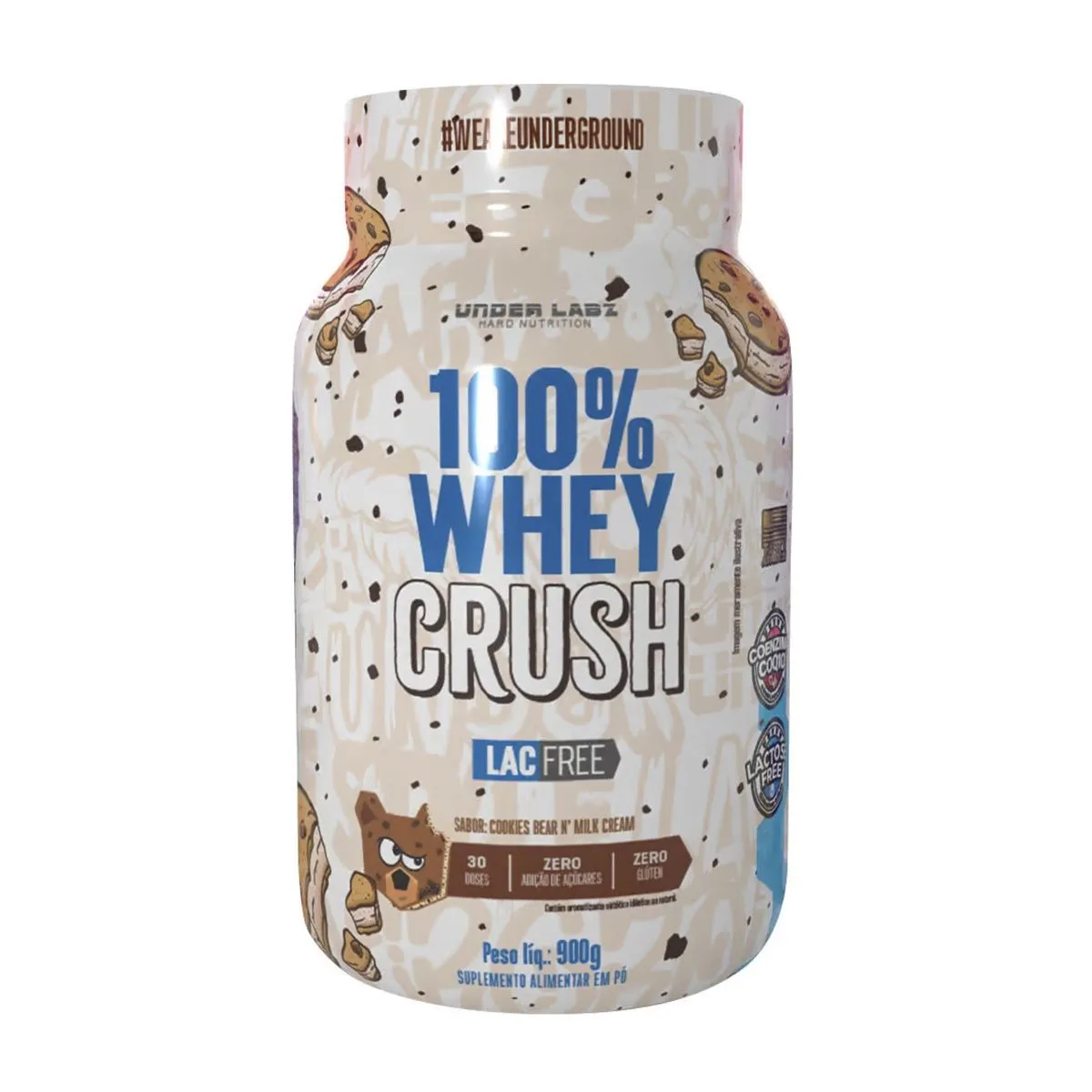 100% Whey Crush Sabor Cookies Bear N` Milk Cream Com 900g Under Labz