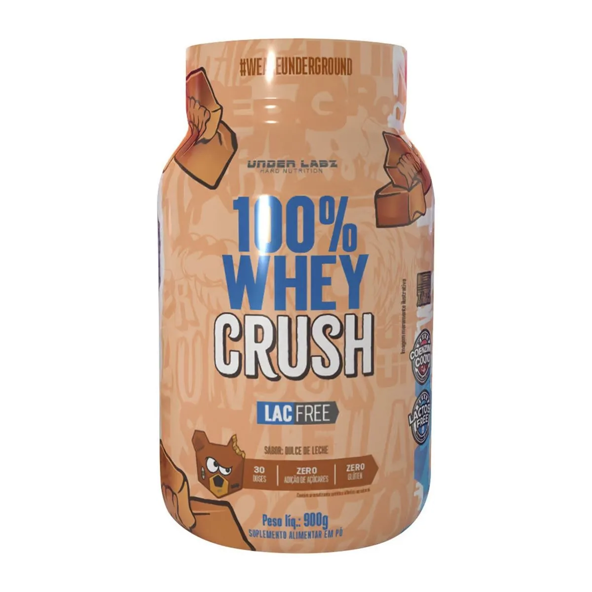 100% Whey Crush Sabor Dulce de Leche Com 900G Under Labz