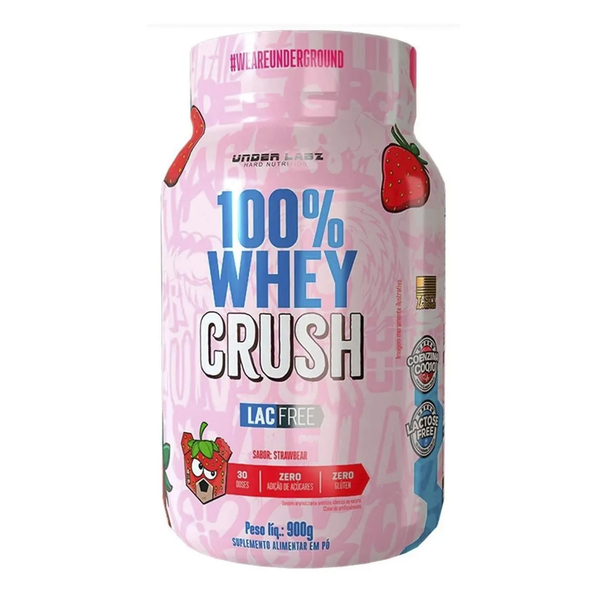 100% Whey Crush Sabor Strawbear Com 900G Under Labz
