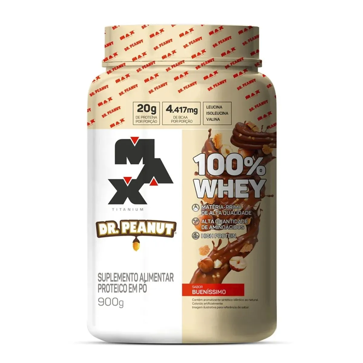 100% Whey Dr. Peanut Sabor Bueníssimo Com 900g Max Titanium