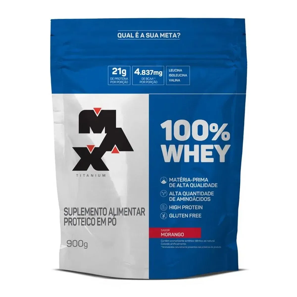 100% Whey Protein Sabor Morango Max Titanium 900g