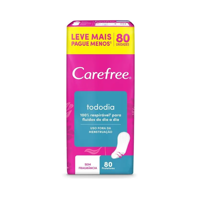 Absorvente Carefree Todo Dia sem Perfume 80 Unidades