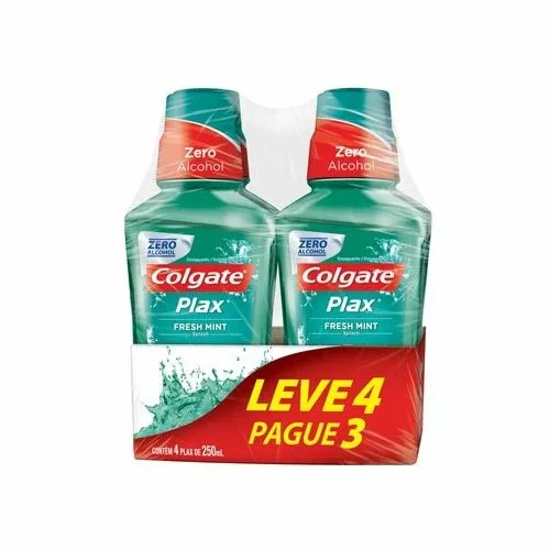 Enxaguante Bucal Colgate Plax Fresh Mint 250ml c/4 Unidades