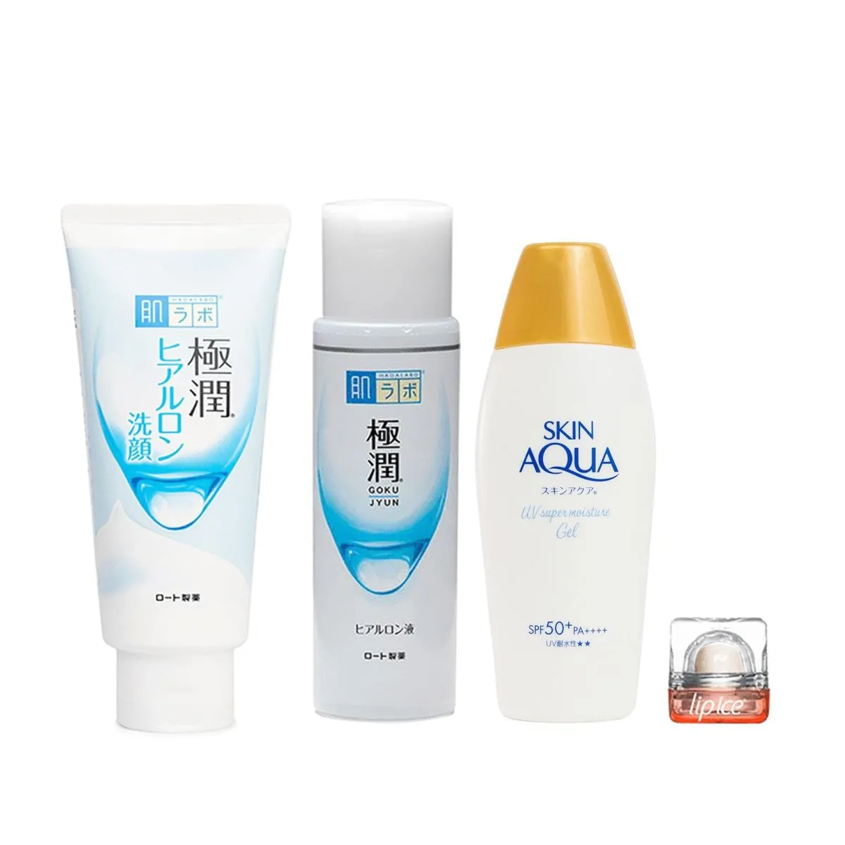 Kit Comece por Aqui - Gokujyun Face Wash + Gokujyun Lotion + Super Moisture Gel Alta Proteção FPS 50 + Lip Ice Cube Morango FPS 15