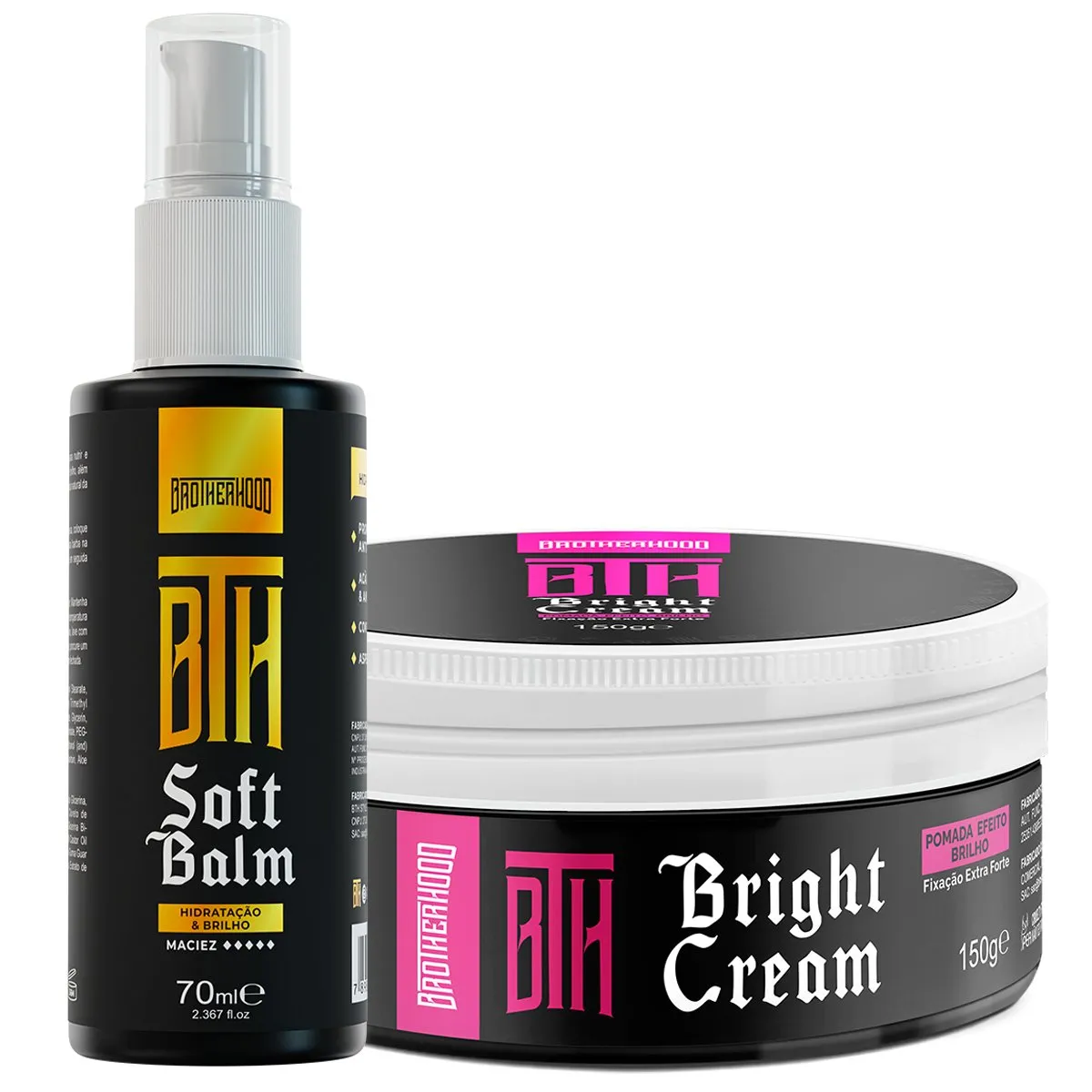 Kit 01 Balm Soft Balm Barba + 01 Pomada Brilho Bright Cream BTH 150g