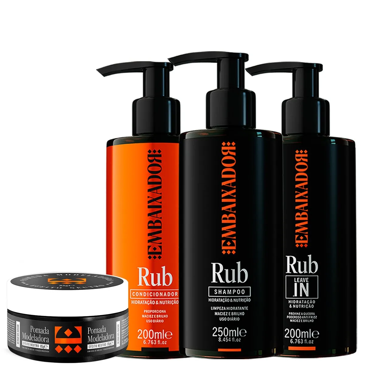 Kit Shampoo + Condicionador + Leave-in Rub + Pasta Neutro Embaixador