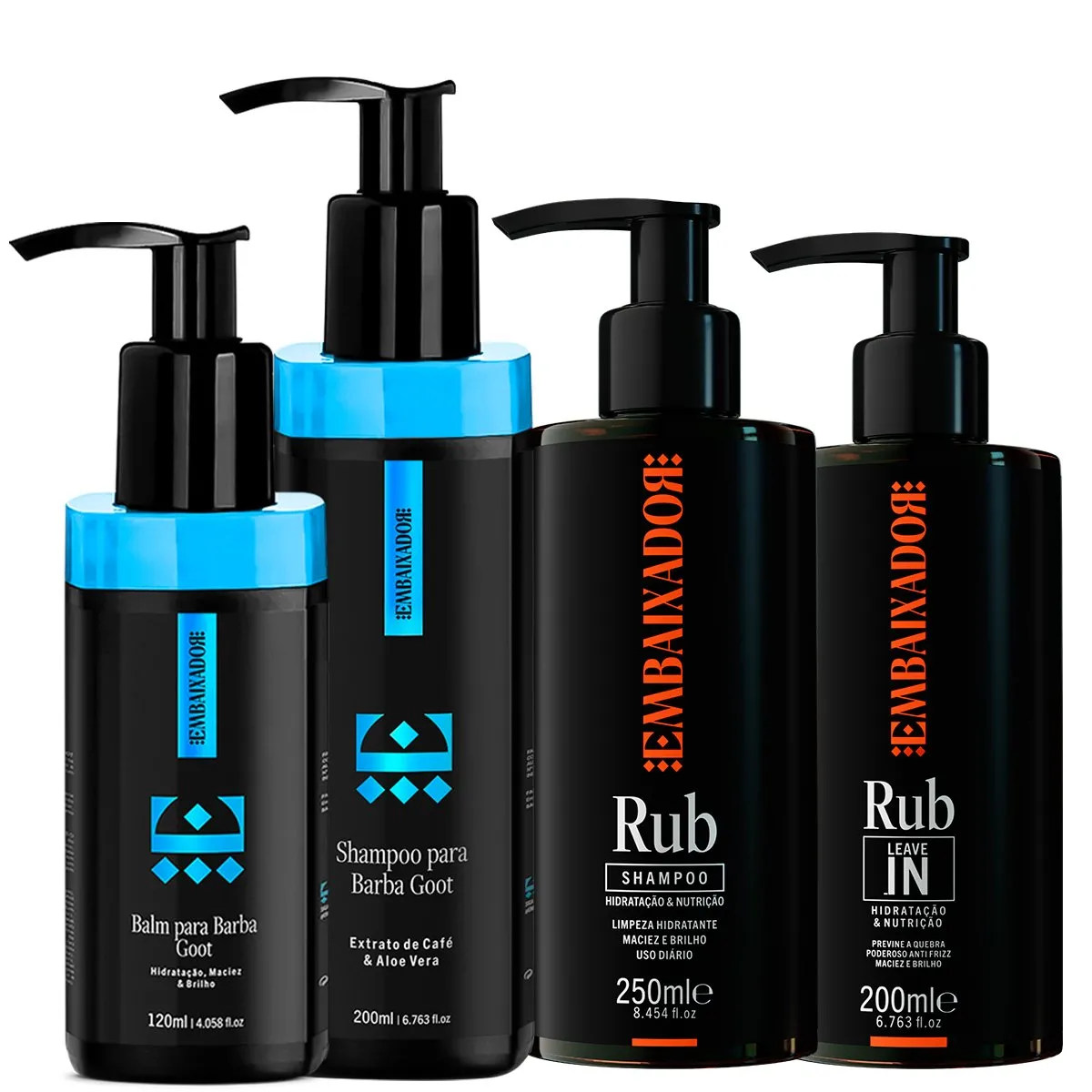 Kit Shampoo + Leave-in Rub + Kit Barba Balm e Shampoo Goot Embaixador