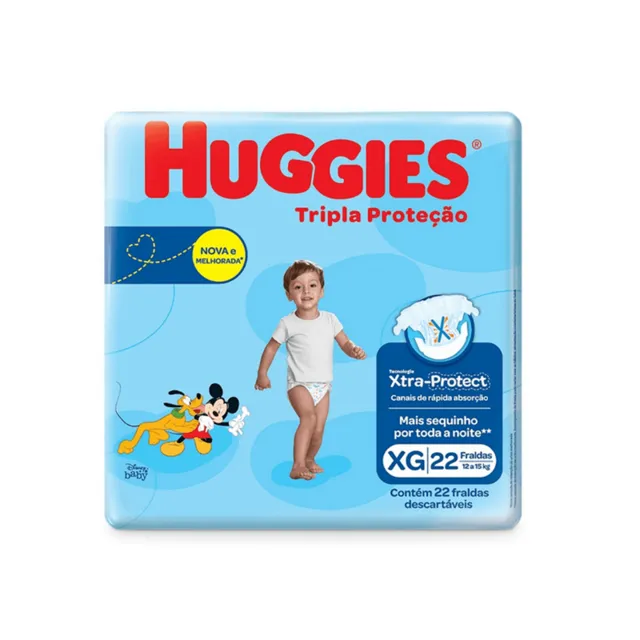 Kit 2 Fraldas Huggies Tripla Proteção Jumbo (Xg) 22 Unidades cada