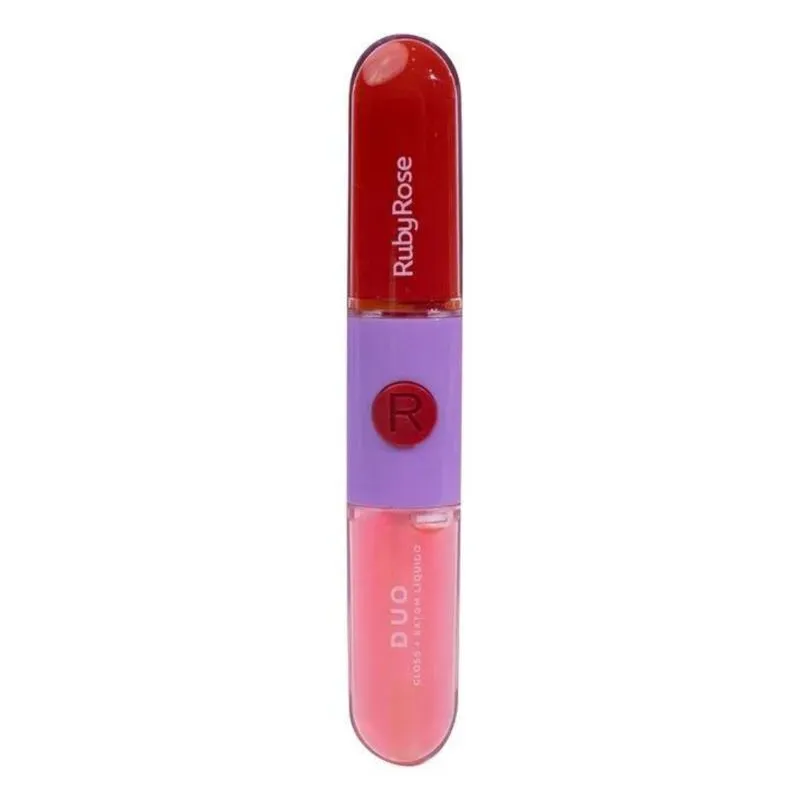 Batom Gloss Líquido Duo LD01 REF. HBF5691 Ruby Rose