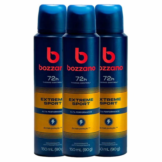 Kit c/3 Unidades de Desodorante Aerosol Bozzano 90g Extreme