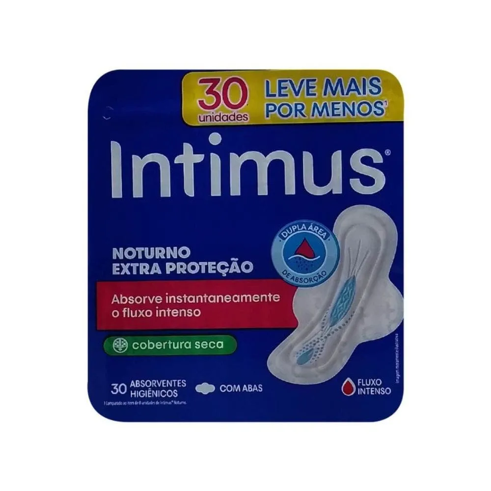 Absorvente Intimus com Abas Noturno Seca Lv+ Pg- c/30un