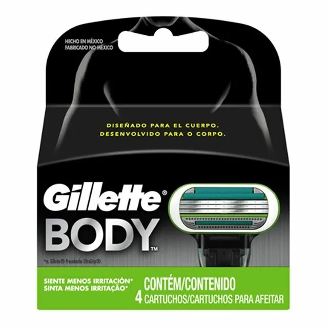 Carga Para Aparelho De Barbear Gillette Body Com 4 Unidades