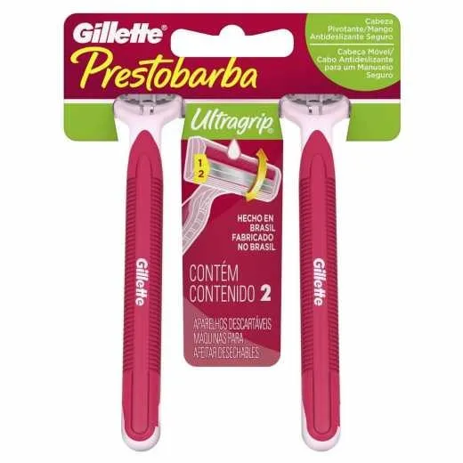 Aparelho de Depilacao Gillette Prestobarba Ultragrip Feminino 2 Unidades