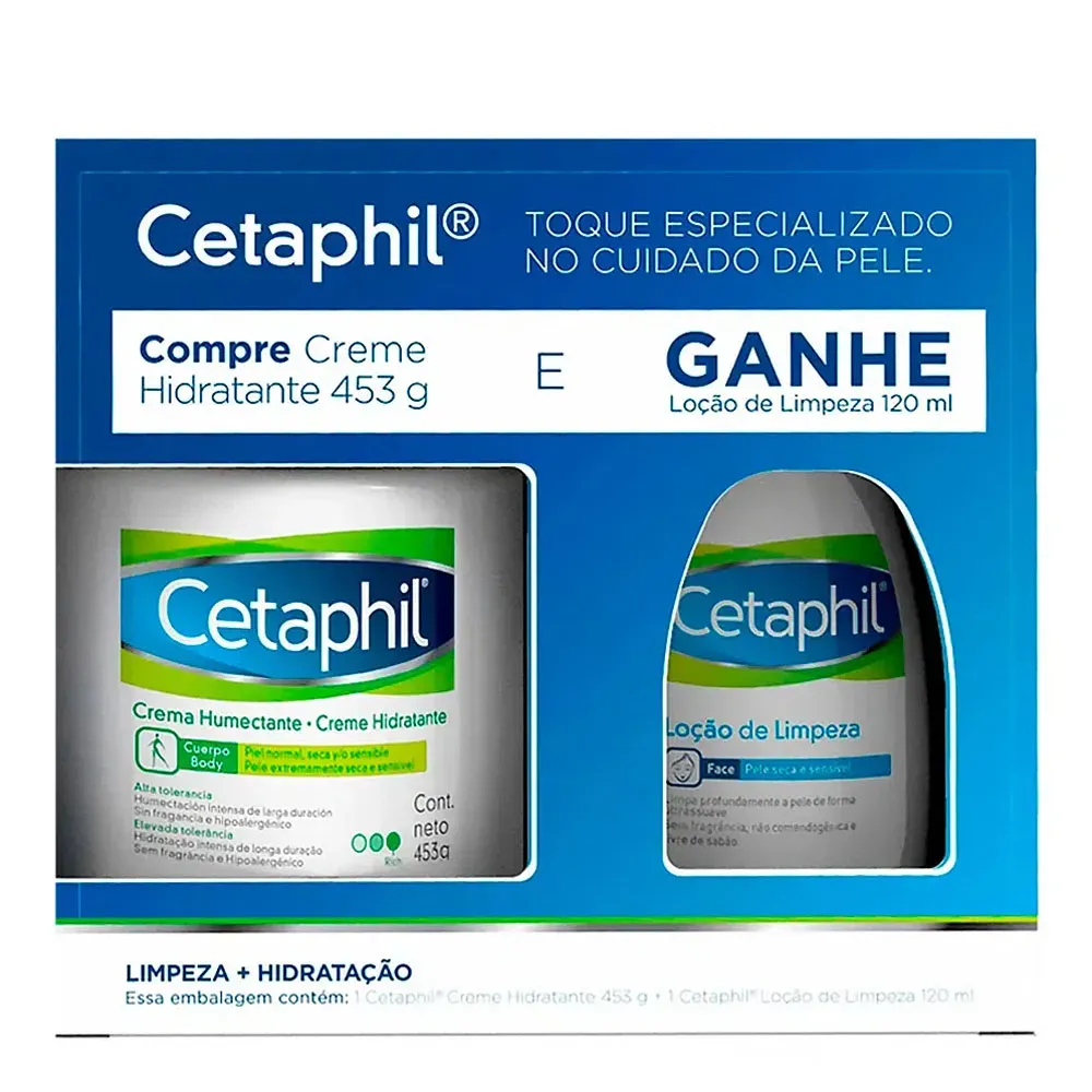 Kit Cetaphil Creme Hidratante 453g Gratis Locao De Limpeza 120ml