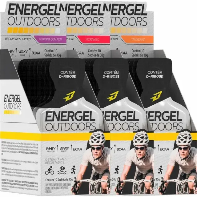 3X Gel Energético Energel Outdoors C/ 10 Sachês Bodyaction