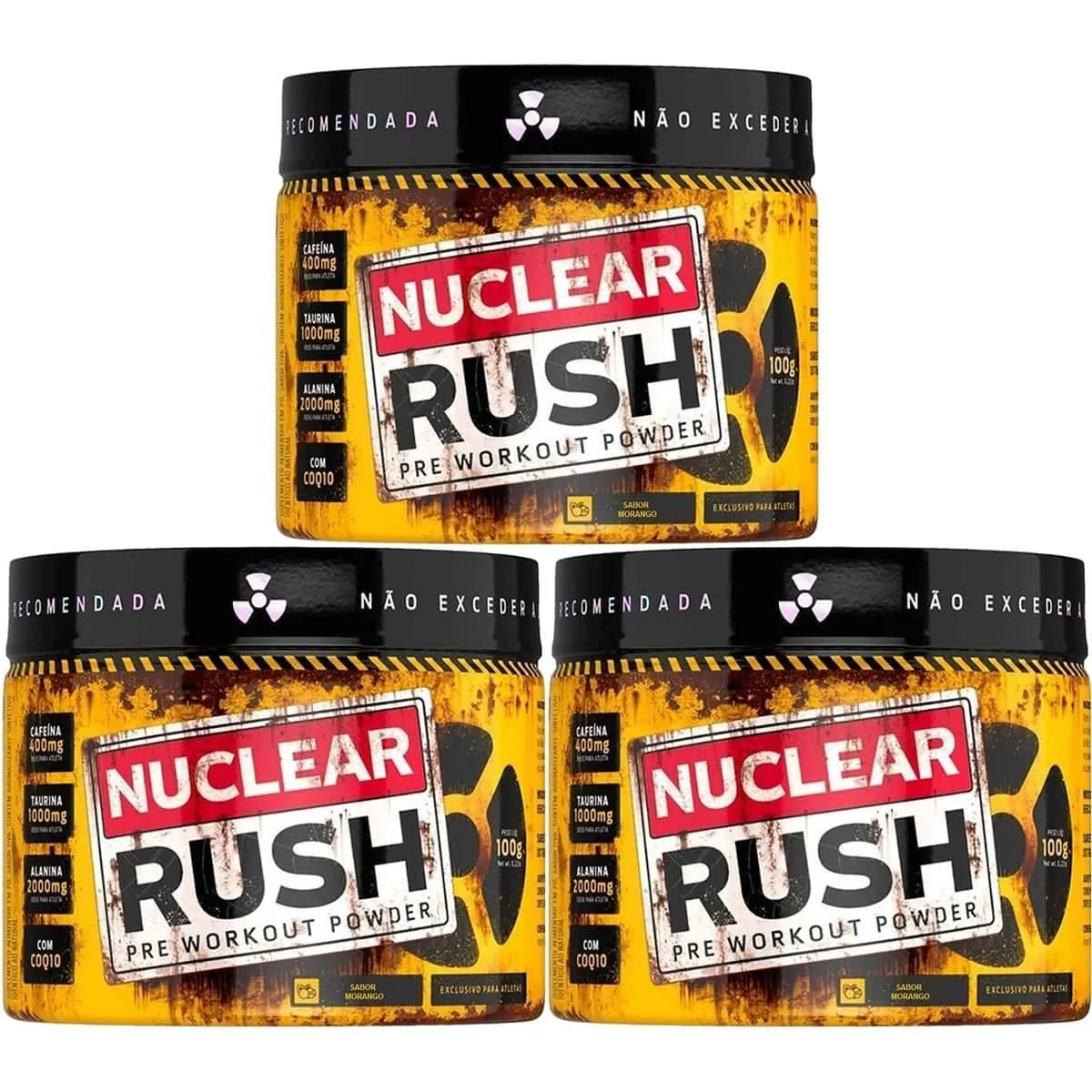 Kit 3 X Nuclear Rush 100G Bodyaction Morango