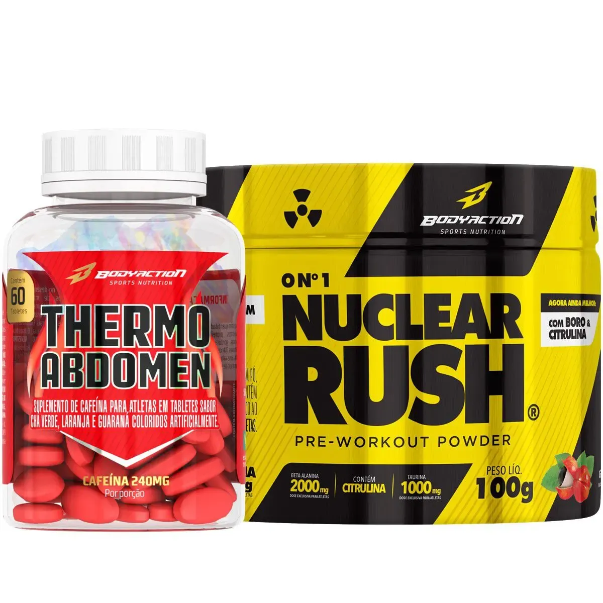 Pré Treino Nuclear Rush Yellow Grape + Thermo Abdomen C/ 60