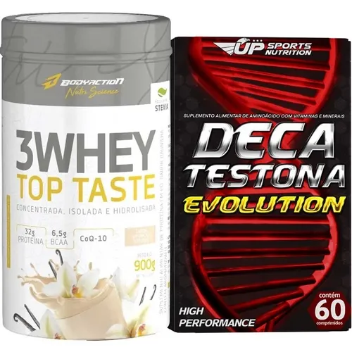 Whey 3W Top Taste 900G Sabor Baunilha + Deca Testona Evolution