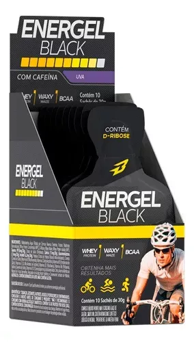 Gel Energel Black Cx 10 Sachês Bodyaction Sabor Uva