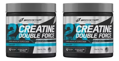 Kit 2 Creatine Double Force 150G Cada Bodyaction Sem Sabor