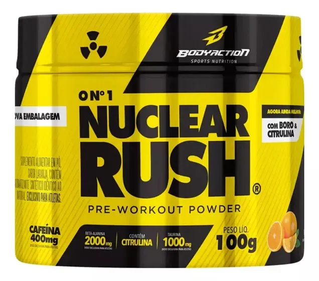 Nuclear Rush Pré Treino Power 100G Bodyaction Sabor Laranja