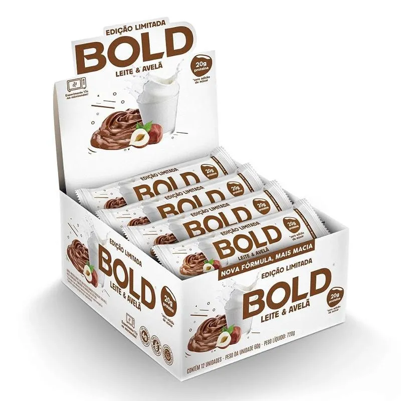 Bold Bar Barra 20G Proteína Barrinha Leite E Avelã 12 Unid