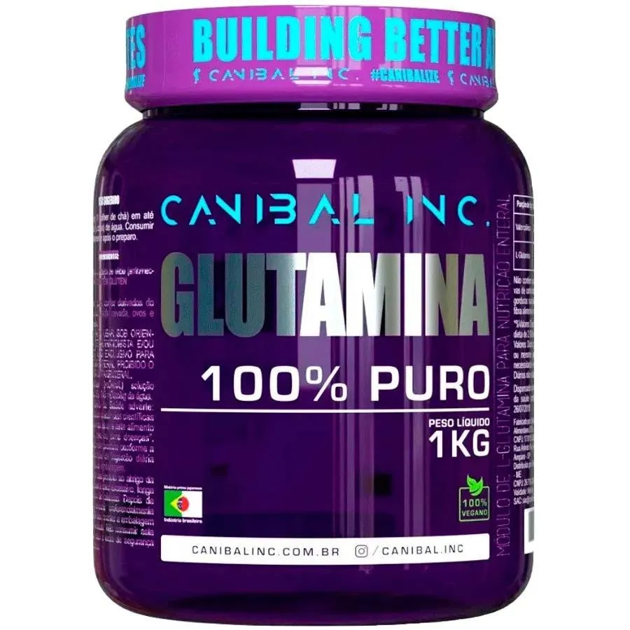 Suplemento Glutamina 100% Pura Em Pote De 1Kg Canibal Inc