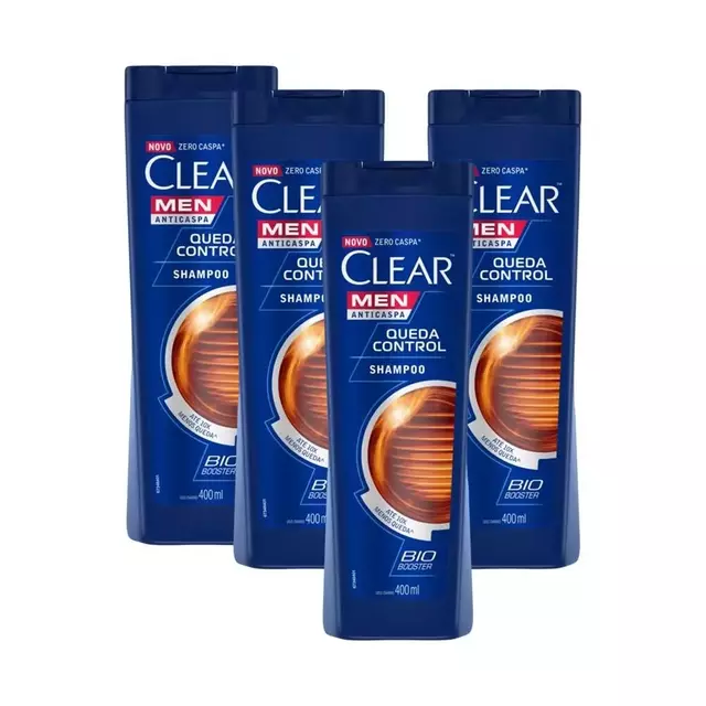 Kit Shampoo Clear Men Antic Queda Control 400ml c/ 4 Unidades