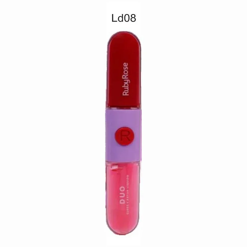 Batom Gloss Líquido Duo LD08 REF. HBF5698 Ruby Rose