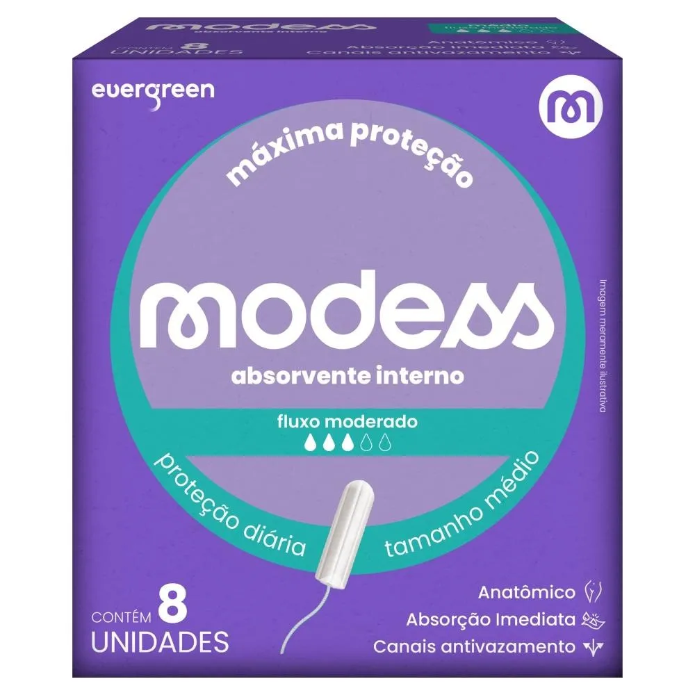 Absorvente Interno Modess Tamanho Médio 8un