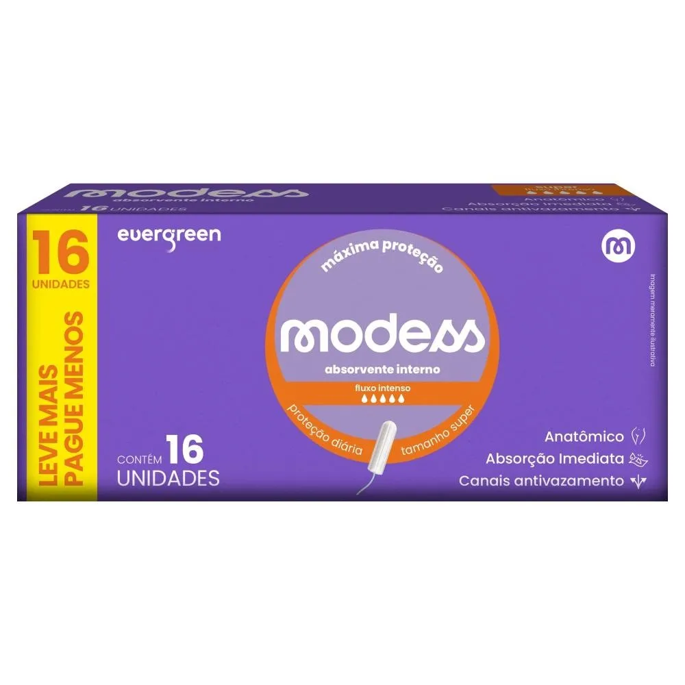 Absorvente Interno Modess Tamanho Super 16un