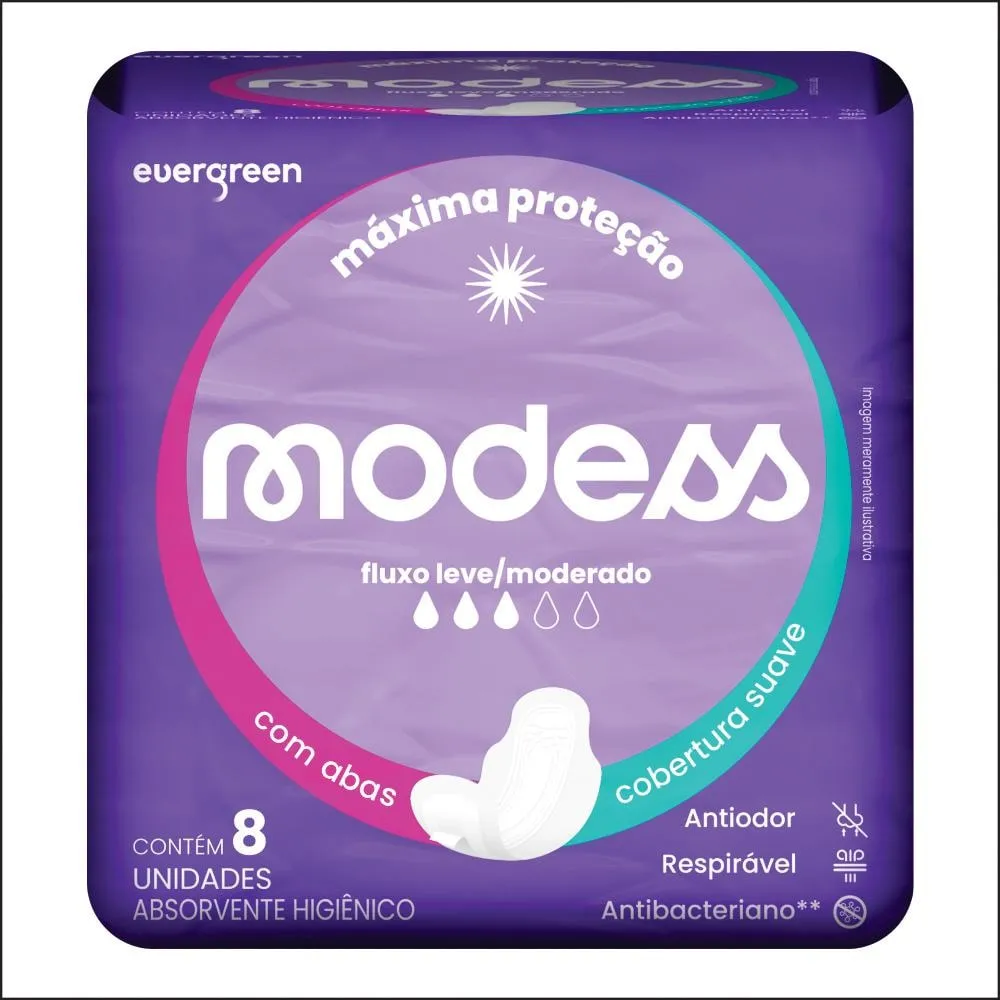 Absorvente Modess Malha Suave com Abas 8un
