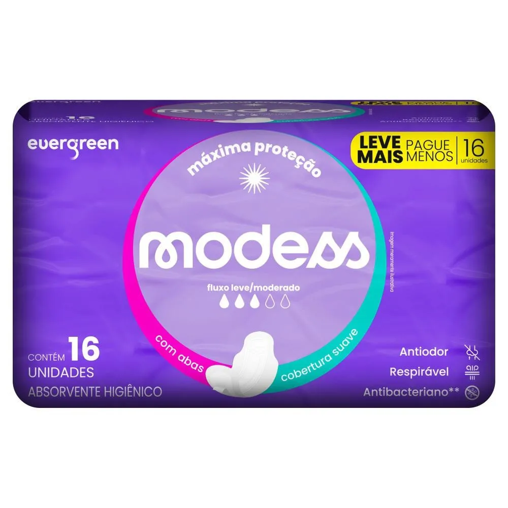 Absorvente Modess Malha Suave com Abas 16un