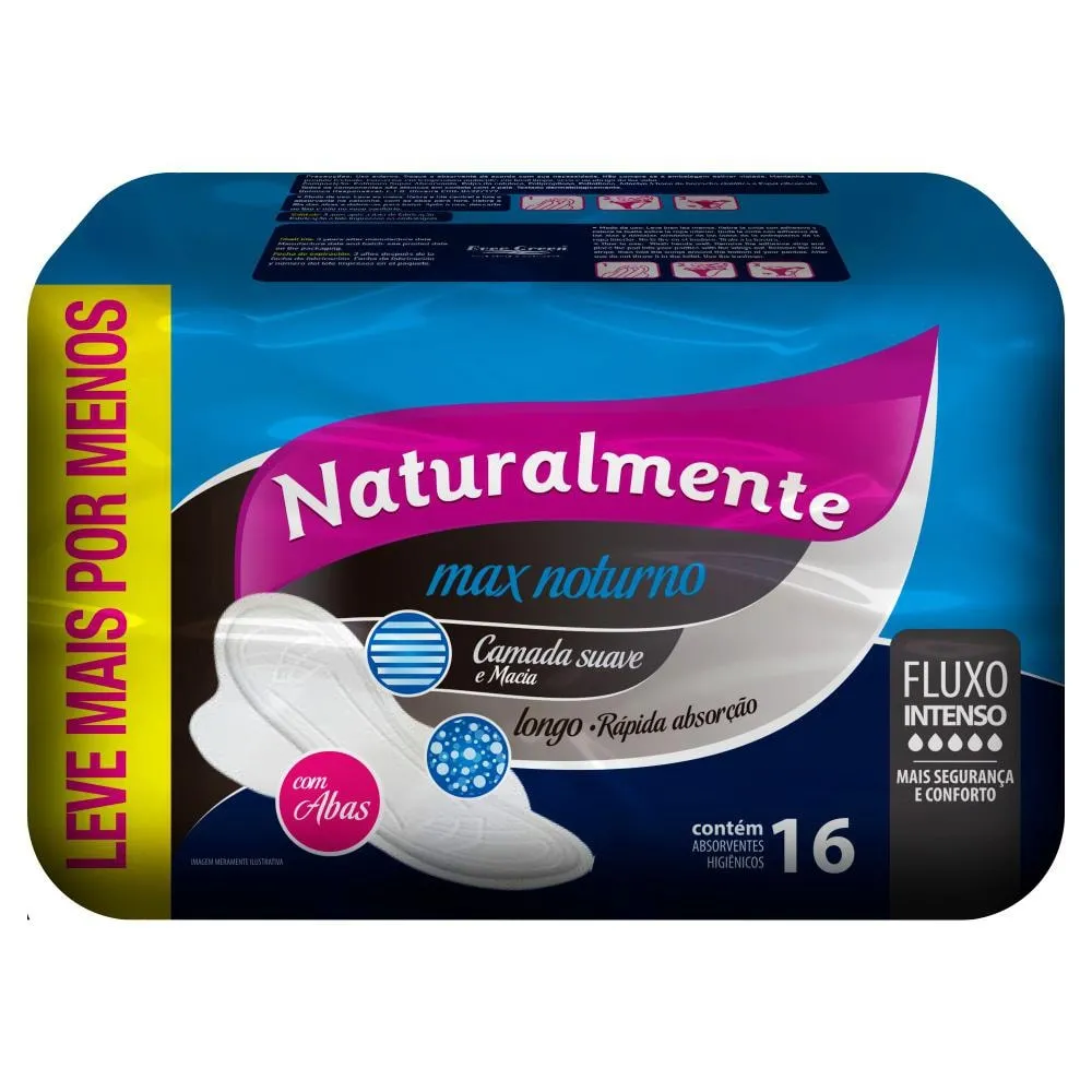 Absorvente Naturalmente Max Noturno com Abas Leve 16 Pague 13