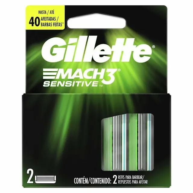 Carga para Aparelho de Barbear Gillette Mach3 Sensitive C/ 2 Unidades