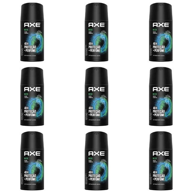 Kit c/9 Unidades de Desodorante Axe Aero Musk 152ml