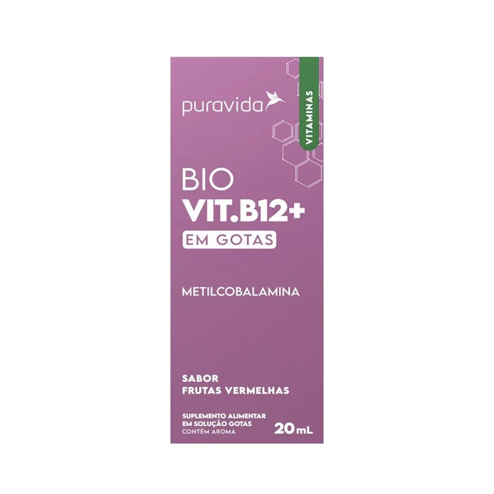 Suplemento Bio Vit.B12+ em Gotas Frutas Vermelhas Puravida