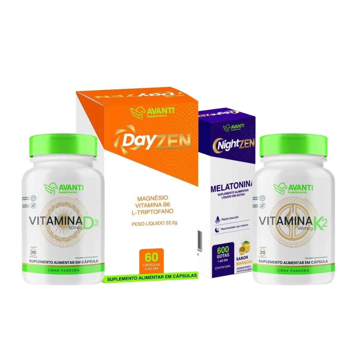 Kit Dayzen + NightZen + Vitamina K2 + D3 Avanti Supplements