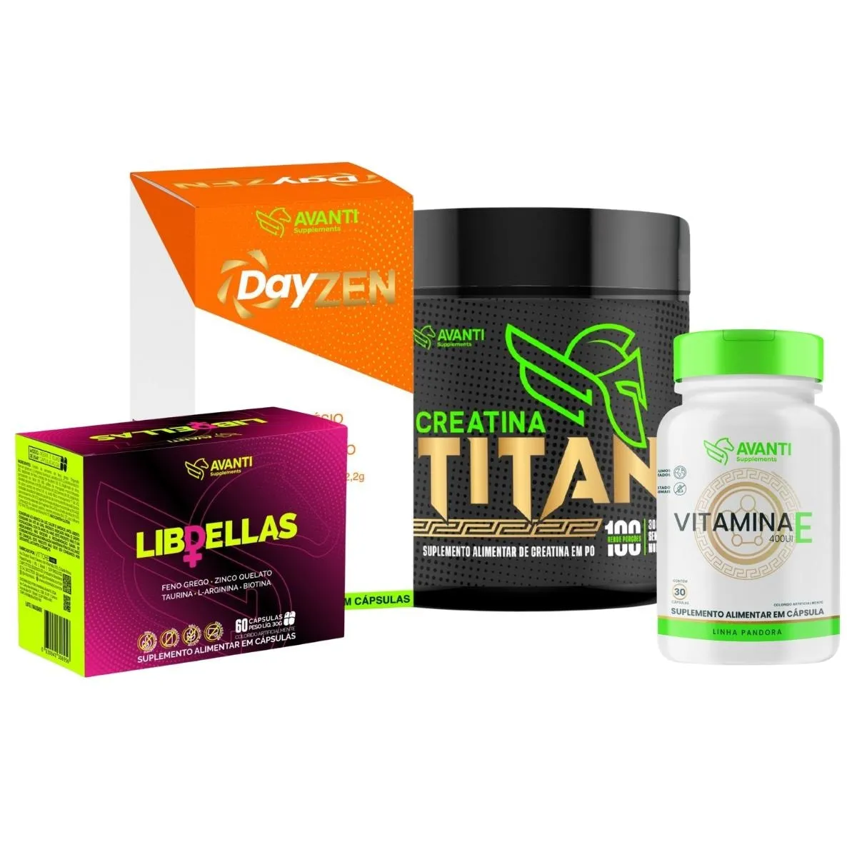Kit Creatina + NigthZen + LibDellas + Vitamina E Avanti Supplements