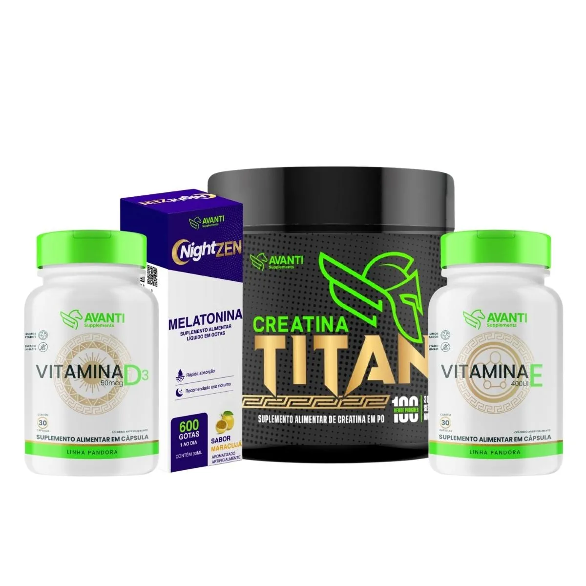 Kit Creatina + NigthZen + Vitamina D + Vitamina E Avanti Supplements