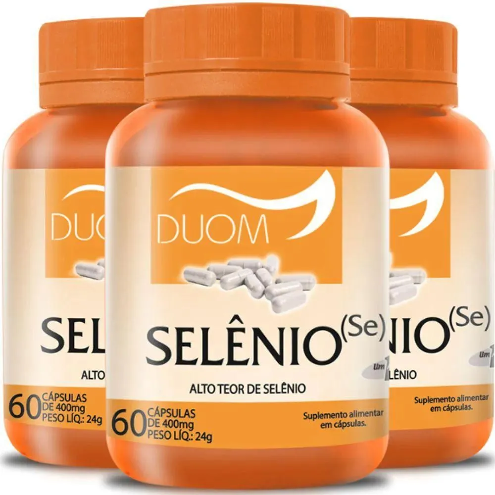 KIT 3 Selênio Quelato Apenas 1 Caps Ao Dia 60 Caps Cada Duom