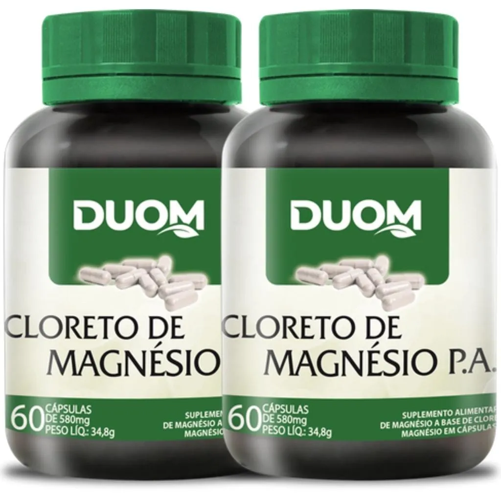 Combo Com 2 Cloreto De Magnésio P.A 60 Cápsulas Cada Duom