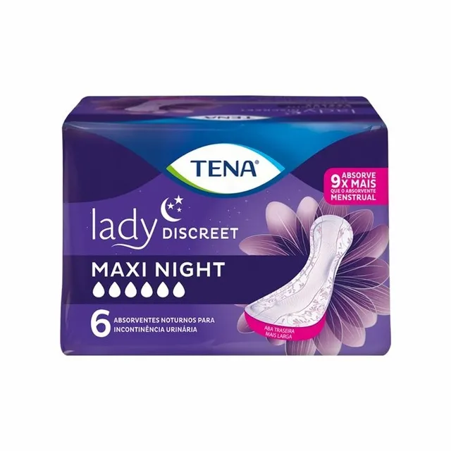 Absorvente Tena Lady Discreet Maxi Night c/6 Unidades