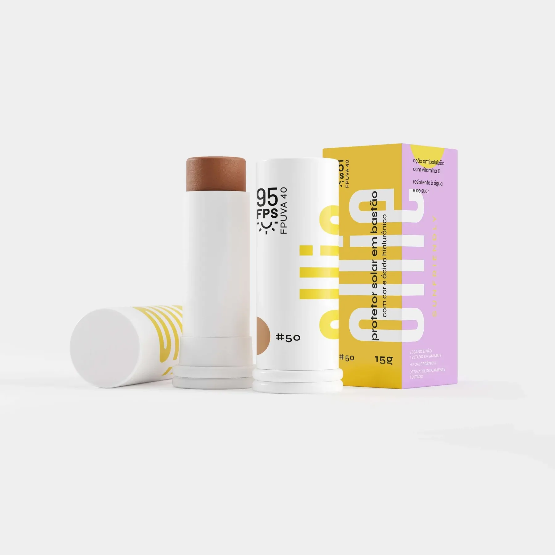 Protetor Solar Ollie em bastão com cor FPS 95 #50 15G