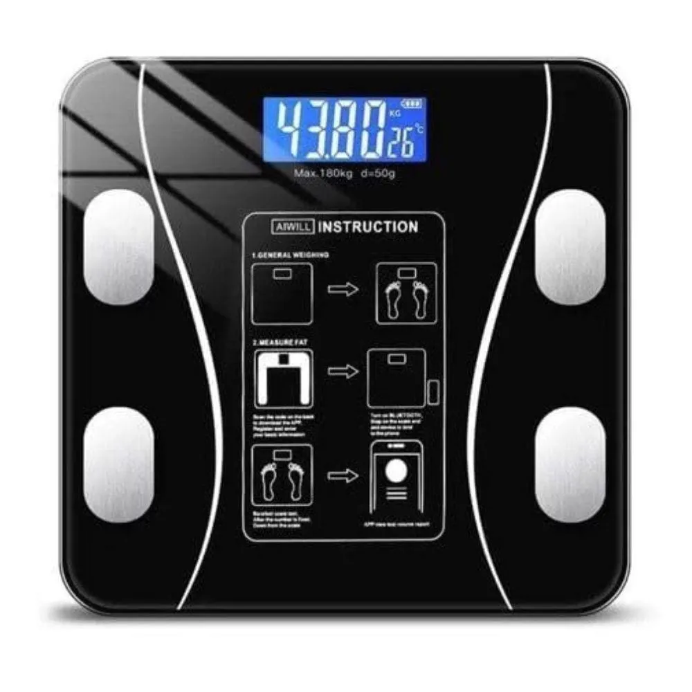 Balança de Bioimpedância com Bluetooth e APP inteligente Mede Gordura, Peso e Massa Muscular