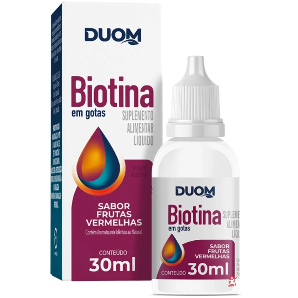 Biotina Gotas 30Ml Alto Rendimento 214 Doses Frutas Vermelhas Duom
