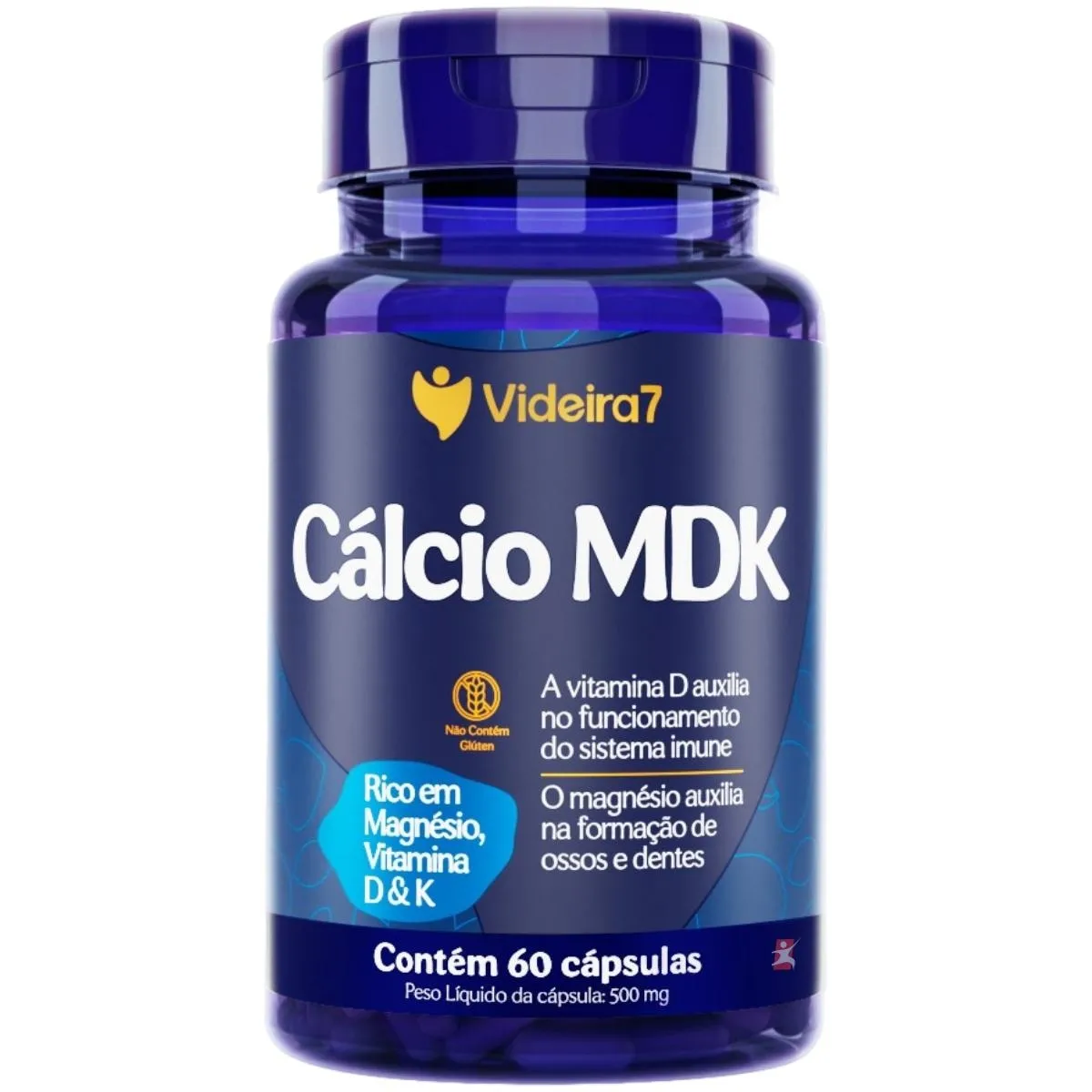 Calcio Mdk Cálcio+Magnésio+Vitamina D3+Vitamina K2 60 Cápsulas Videira 7